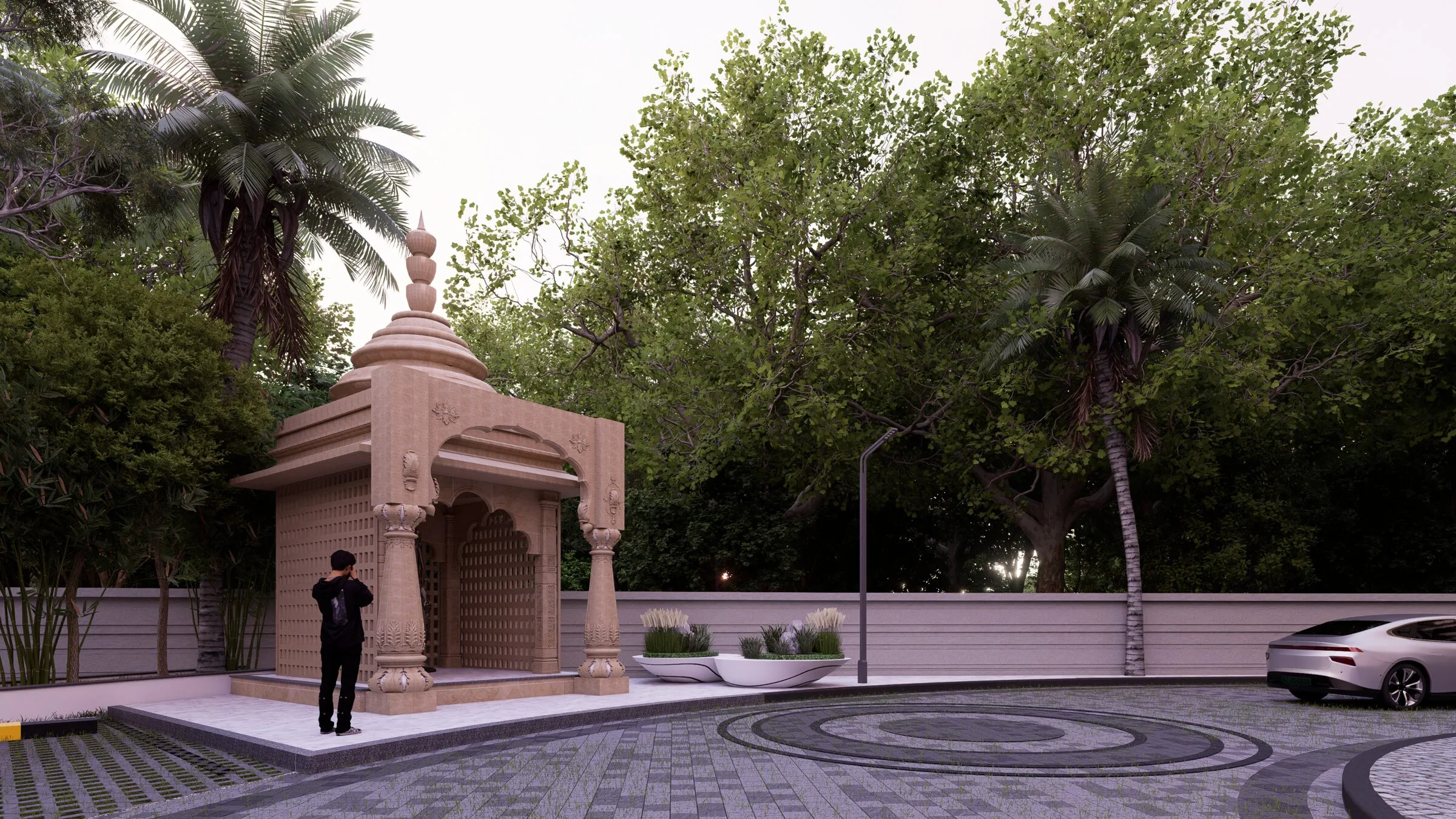 Ganesha Temple at the entrance courtyard at Vumee Amrapalli